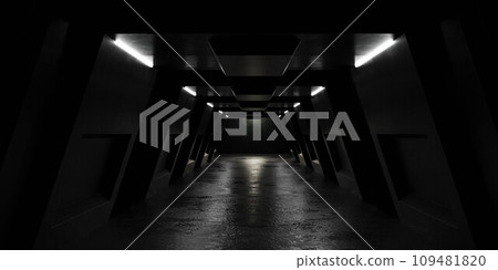 A Mysterious Journey Through the Shadows: Exploring the Enigmatic Light at the End of the Dark Hallway 3d render illustration A Mysterious Journey Through the Shadows: Exploring the Enigmatic Light at the End of the Dark Hallway 3d render illustration 109481820