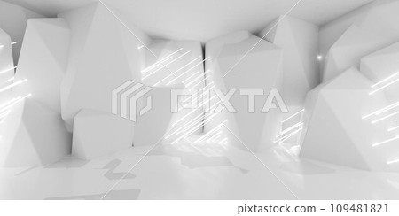 A bright white wall with a bunch of concrete blocks on top of it neon lighting industrial style 3d render illustration A bright white wall with a bunch of concrete blocks on top of it neon lighting industrial style 3d render illustration 109481821