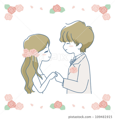 Illustration material of a man and woman holding hands 109481915
