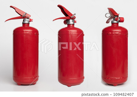 three fire extinguisher isolated on white background three fire extinguisher isolated on white background 109482407