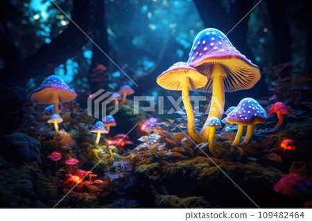 Magic mushrooms in the forest 109482464