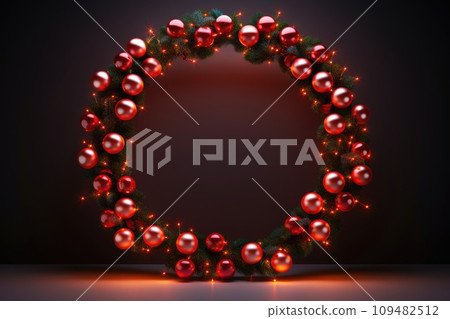 Frame for a Christmas wreath with garlands Frame for a Christmas wreath with garlands 109482512