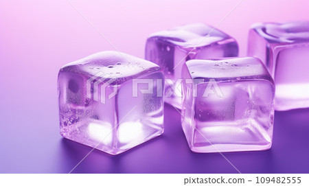 Ice cubes on a purple background, copy space 109482555