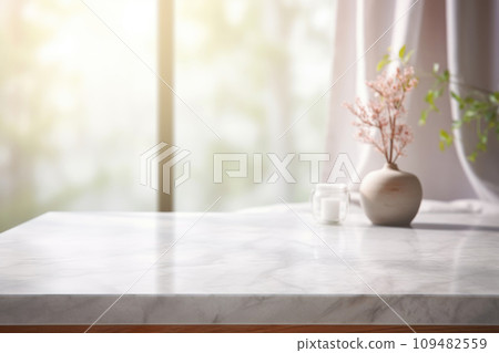 Marble table on the background of the window 109482559