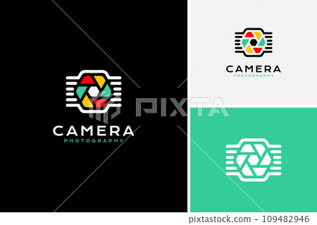 Colorful fast shot icon logo design vector, camera logo design template 109482946