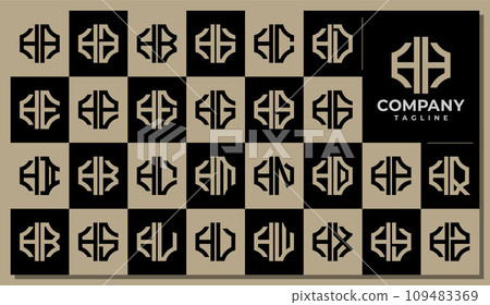 Line plus healthcare medical letter H HH logo design set 109483369