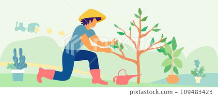 gardener straw hat 24091393 PNG