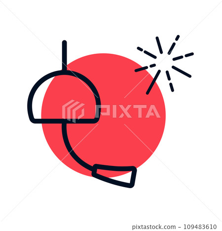 Wind bell on a red circle with fireworks. Japanese Summer Festival Wind bell on a red circle with fireworks. Japanese Summer Festival 109483610