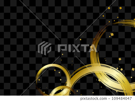 金色日式圖案和黑色格子背景 109484047