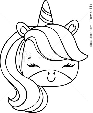 Cute Unicorn outline doodle hand drawing  109484113