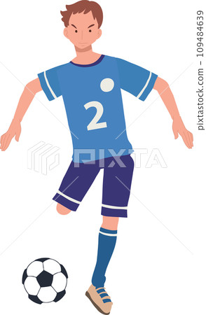 football player. Man Kicking Ball. Soccer Player. male characters playing football. 109484639