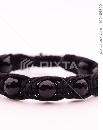 Natural stone jewelry bracelets. Lucky bracelet isolated on white background. Handmade bead bracelet, bracelet made of stone round, Colorful, studio quality, agate, lava Natural stone jewelry bracelets. Lucky bracelet isolated on white background. Handmade bead bracelet, bracelet made of stone round, Colorful, studio quality, agate, lava 109484800