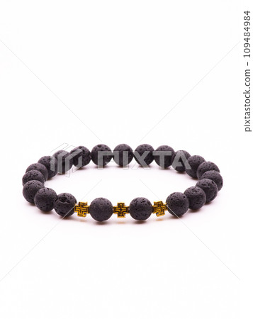 Natural stone jewelry bracelets. Lucky bracelet isolated on white background. Handmade bead bracelet, bracelet made of stone round, Colorful, studio quality, agate, lava Natural stone jewelry bracelets. Lucky bracelet isolated on white background. Handmade bead bracelet, bracelet made of stone round, Colorful, studio quality, agate, lava 109484984