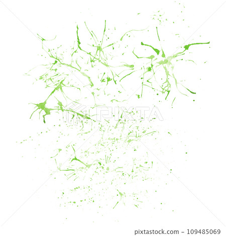 Abstract watercolor green splashes isolated on white background. Hand drawn design element for decor banner 109485069