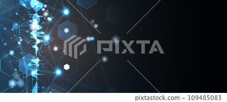 Abstract DNA technology. Science medical concept. Futuristic background. Wireframe molecules structure Abstract DNA technology. Science medical concept. Futuristic background. Wireframe molecules structure 109485083