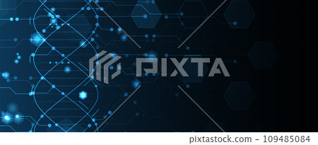 Abstract DNA technology. Science medical concept. Futuristic background. Wireframe molecules structure Abstract DNA technology. Science medical concept. Futuristic background. Wireframe molecules structure 109485084