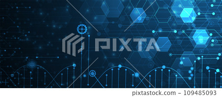 Abstract DNA technology. Science medical concept. Futuristic background. Wireframe molecules structure Abstract DNA technology. Science medical concept. Futuristic background. Wireframe molecules structure 109485093