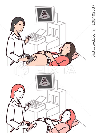 Illustration of Pregnant Women in Ultrasound Care Illustration of Pregnant Women in Ultrasound Care 109485637
