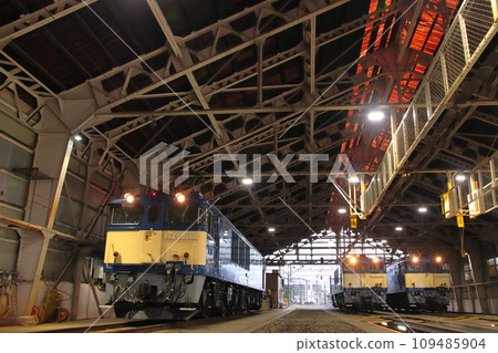 EF64 electric locomotives standing in a retro depot_Photographed on November 25, 2023 EF64 electric locomotives standing in a retro depot_Photographed on November 25, 2023 109485904