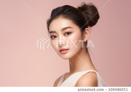 AI-generated content. Skin care concept - beautiful asian female with flawless, perfect skin AI-generated content. Skin care concept - beautiful asian female with flawless, perfect skin 109486051