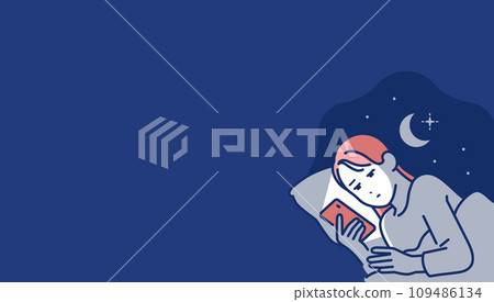 無法入睡的年輕女子的簡單向量圖素材 109486134
