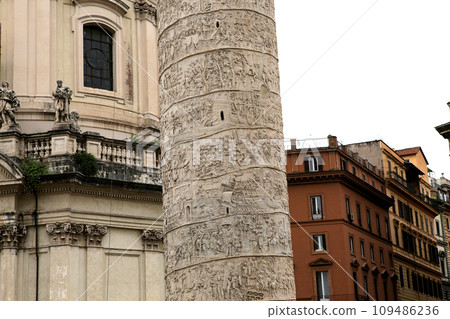 Trajan column, roman forum, Rome, Italy 109486236