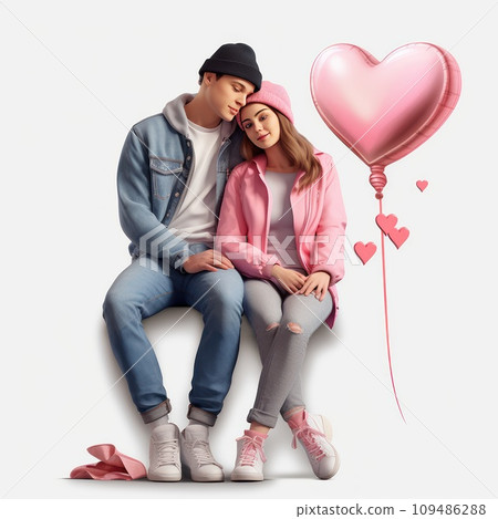 Lovers couple standing close. A man is hugging a woman isolated on white background 109486288