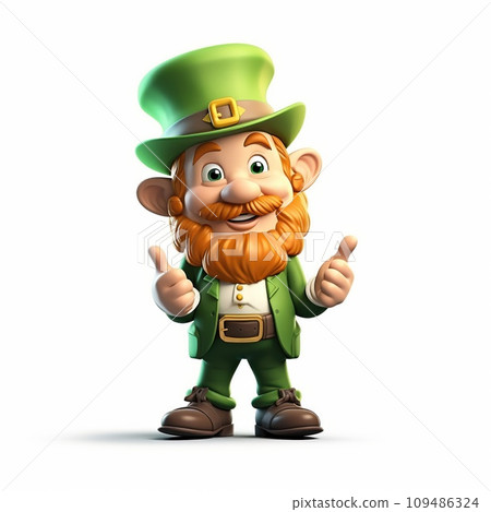 Leprechaun elf toy symbol of St. Patrick's Day isolated on white background. 109486324