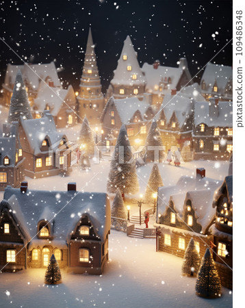 Street in a Christmas night in an old town Street in a Christmas night in an old town 109486348