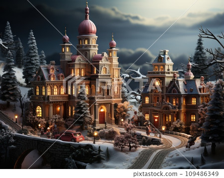 Street in a Christmas night in an old town Street in a Christmas night in an old town 109486349