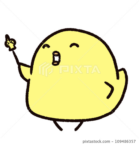 A chick holding a stick and teaching with a smile 109486357