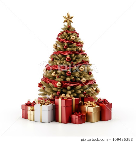 Decorative Christmas Tree isolated on white background Decorative Christmas Tree isolated on white background 109486398