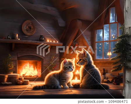 two kittens in a fairy tale world two kittens in a fairy tale world 109486471