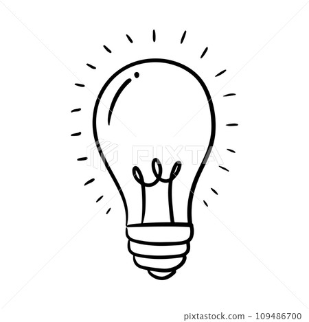 Doodle sketch style of Hand drawn light bulb icon illustration for concept design. 109486700