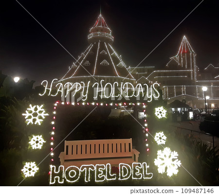 Festive illumination at night in Coronado, 109487146