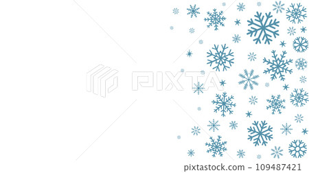 hand drawn winter card background with snowflakes pattern, snow, stars, design elements on white 109487421