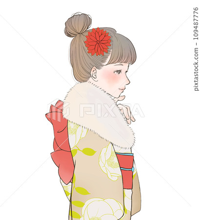 New Year's visit to a shrine in Japanese style 109487776