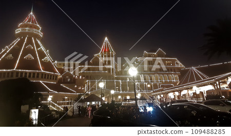 Festive illumination at night in Coronado. Festive illumination at night in Coronado. 109488285
