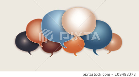 Colored Speech Bubble. Communication and dialogue. Social network. Colored cloud. Speak - discussion - chat. Talking and communicate  Symbol. Equality inclusion diversity. Diverse cultures 109488378