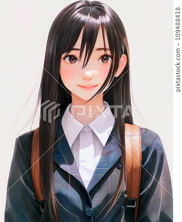 黑髮女學生就在你面前的動漫風格插圖 黑髮女學生就在你面前的動漫風格插圖 109488418