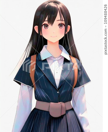 Anime-style illustration of a black-haired female student right in front of you Anime-style illustration of a black-haired female student right in front of you 109488426