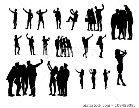 selfie, silhouette, vector 109489083