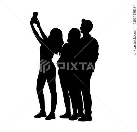 selfie, smartphone, silhouette 109489084