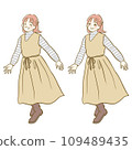Illustration material: Autumn/winter fashion women 13 whole body facial expression set 109489435