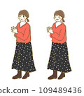 Illustration material: Autumn/winter fashion women 8 whole body facial expression set 109489436
