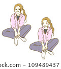 Illustration material: Autumn/winter fashion yoga fitness woman 11 whole body facial expression set 109489437
