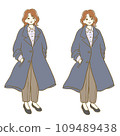 Illustration material: Autumn/winter fashion female 14 whole body facial expression set 109489438