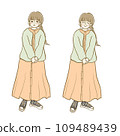 Illustration material: Autumn/winter fashion women 12 whole body facial expression set 109489439