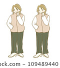 Illustration material: Autumn/winter fashion women 9 whole body facial expression set 109489440