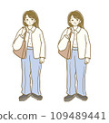 Illustration material: Autumn/winter fashion women 7 whole body facial expression set 109489441